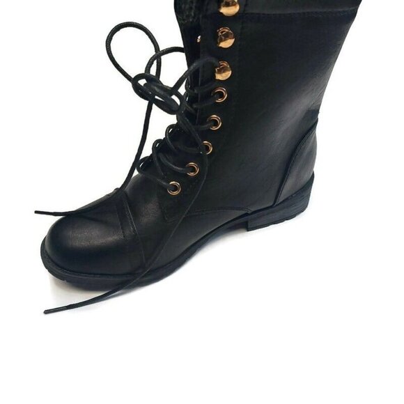 Forever Link Mango-31 Round Toe Military Knit Ankle Cuff Low Heel Boots Womens 6 - Picture 3 of 10